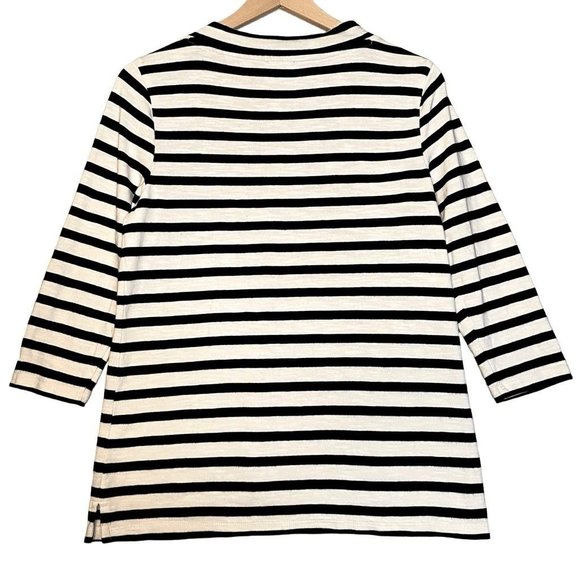 Talbots Ooh la la French Style Embroidered Striped Blouse Navy Size Petite S - Picture 3 of 6